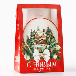 Цена за 2 шт. Коробка подарочная новогодняя складная Снежный шар, 15 х 7 х 22 см - Дарите счастье фото 2
