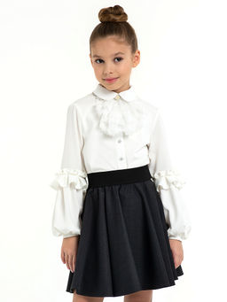 Молочная трикотажная школьная блузка для девочек Mooriposh, модель 06218  фото 11
