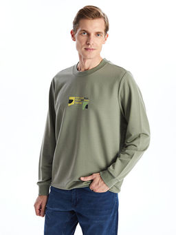 Bisiklet Yaka Uzun Kollu Nak??l? Erkek Sweatshirt