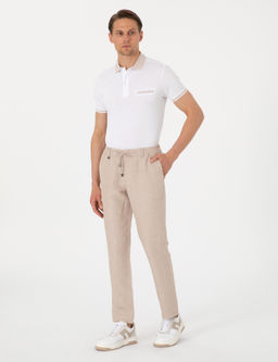 A__k Kahverengi Slim Fit Keten Kar___ml_ Pantolon - Pierre cardin фото 3