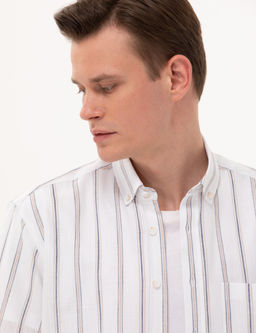 Lacivert Comfort Fit K_sa Kollu G_mlek