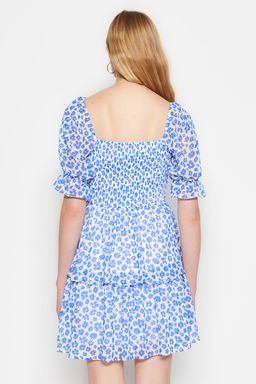 TRENDYOLMILLA Cok Renkli Cicekli Etegi Volanl? Skater/Belden Ac?lan Sifon Mini Astarl? Dokuma Elbise TWOSS22EL2772 фото 18