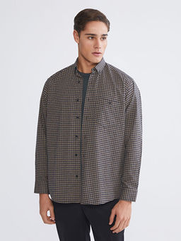 Regular Fit Uzun Kollu Ekose Gabardin Erkek G?mlek