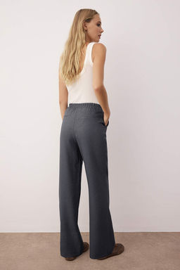 Gri Straight/Duz Kesim Dokuma Kumas Pantolon TWOAW22PL0321