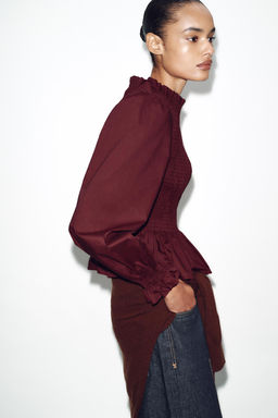 CAMISA NIDO DE ABEJA / Burgundy - Zara фото 3