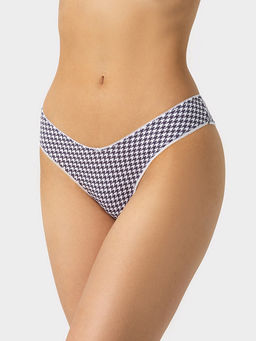 Цена за 2 штуки! Трусы женские бразилиана серые с принтом гусиная лапка