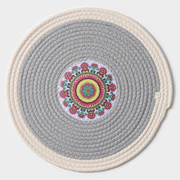 Салфетка сервировочная на стол Доляна Мира, d=38 см, хлопок, цвет серый, рисунок МИКС  фото 8