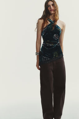 JEANS TRF BAGGY BARREL TIRO MEDIO / Marr?n - Zara фото 11