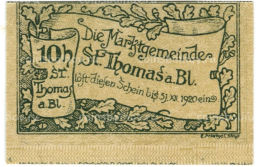 10 геллеров 1920 года Австрия Санкт-Томас-ам-Блазенштайн (нотгельд)