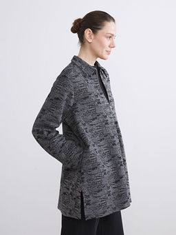 Polo Yaka Desenli Kad?n H?rka