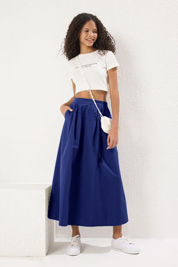 TRENDYOLMILLA Lacivert Pile Detayl? Maxi Boy Dokuma Etek TWOSS25ET00158  фото 5