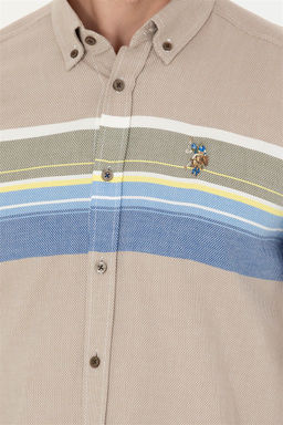 U. S. Polo Assn / Мужская рубашка светло-хаки с длинным рукавом - U.s. polo assn фото 14