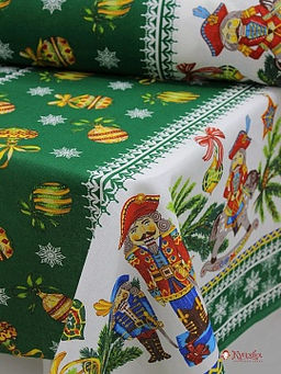 Рогожка Рождественская сказка цв.зеленый, ш.1.5м, хлопок-100%, 160гр/м.кв
