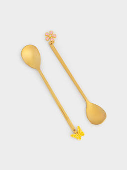 Ложка десертная, 14 см, 2 шт, сталь, золотистая, Цветок/Бабочка, Butterfly - Anna lafarg фото 2