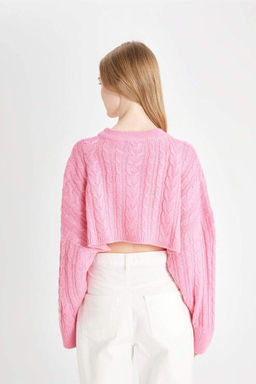 Классный укороченный свитер стандартной посадки с круглым вырезом - Defacto фото 6