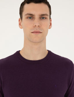 Mor Slim Fit Bisiklet Yaka Basic Triko Kazak - Pierre cardin фото 2