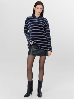 Поло женское синее в полоску