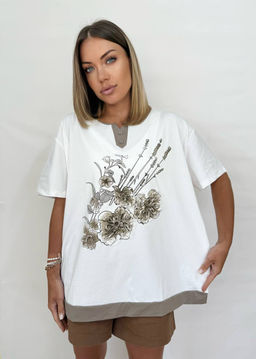 K12872 Футболка OVER SIZE БЕЖЕВЫЙ