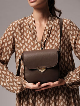 Сумка кожаная через плечо Deboro 3158 коричневый торф