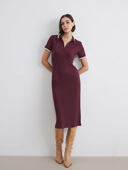 Polo Yaka Midi Elbise