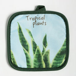 Кухонный набор 2 предмета Доляна Tropical цвет голубой: прихватка 17х17 см, варежка 25х16 см, 100% п/э  фото 4