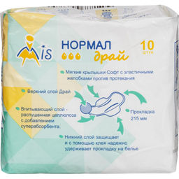 "MIS" Прокладки гиг. Комфорт Нормал Драй 10 шт., 3 кап., 215 мм. 191