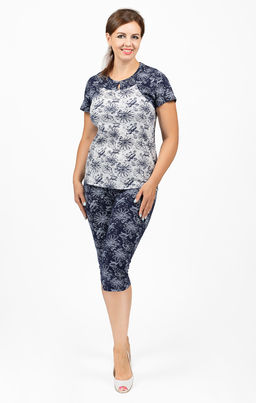 Пижама с бриджами, синий (661-1)