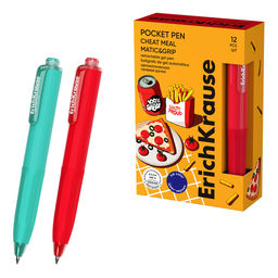 Цена за 12 шт. Ручка гелевая автоматическая ErichKrause Poсket Pen Matic&Grip Cheat Meal 0.5, цвет чернил синий (в коробке по 12 шт.)