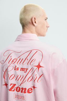 CAMISA BOXY FIT TEXTOS ESTAMPADOS / Rosa - Zara фото 7