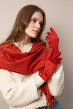 Перчатки терракотового цвета из полиэстера