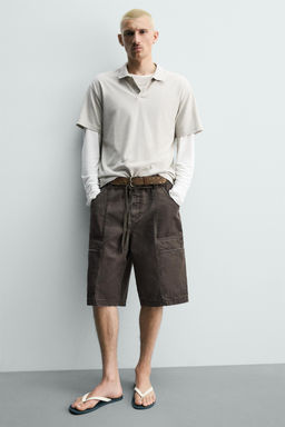BERMUDA BAGGY FIT CINTUR?N / Marr?n