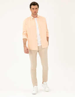 Turuncu Regular Fit %100 Keten G_mlek