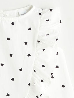 Bisiklet Yaka Bask?l? K?z Bebek Bluz ve Tayt 2li