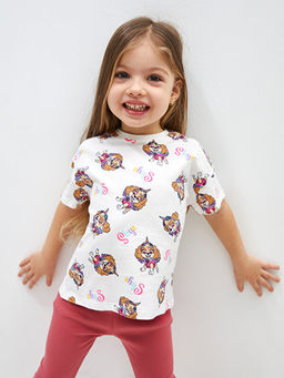 Bisiklet Yaka Paw Patrol Bask?l? K?sa Kollu K?z Bebek Ti??rt - Waikiki фото 2