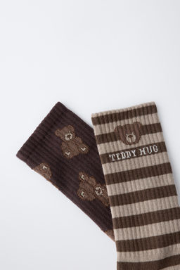 2-PACK OF LONG SOCKS WITH BEAR AND STRIPE PRINT - Zara фото 3