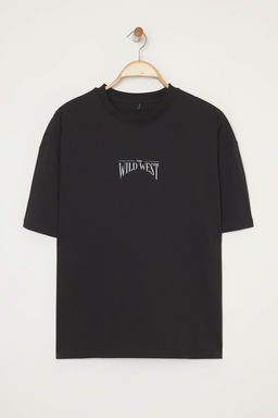 TRENDYOL MAN Siyah Oversize/Genis Kesim %100 Pamuklu S?rt Bask?l? T-Shirt TMNSS24TS00003 - Trendyolmilla фото 16