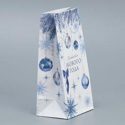 Цена за 10 шт. Пакет подарочный без ручек «Счастливого Нового года», 10×19.5×7 см