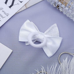 Цена за 6 шт. Бант для волос на резинке «Школьница», кружева, 7 см, белый