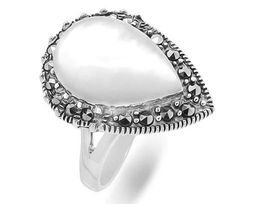 Кольцо из серебра марказит, перламутр, SL-AGA70