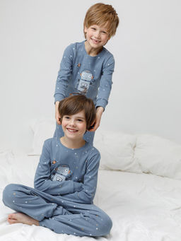 К 1621/синий джинс,звездочки пижама дет