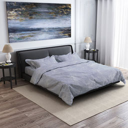 Постельное белье, комплект 2-х спальный Аквилегия серый, 4 предмета: пододеяльник 175х215см, евро-простыня 220х240см, 2 наволочки 70х70см с клапаном-запахом, поплин 115г/м2, хлопок 100%, упаковка классическая ПВХ 32х41см, Домашняя мода (Россия)