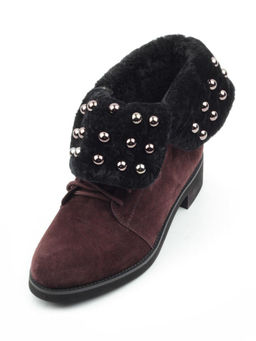 04-2265-B503M-Y1138 BROWN Ботинки женские (натуральная замша, нат.мех)
