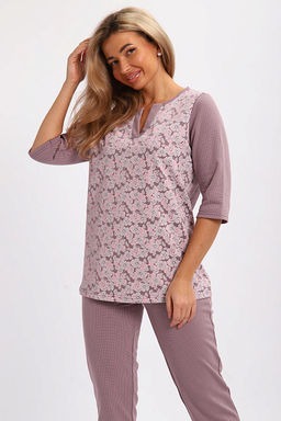 Пижама с брюками футер с начёсом (01059, кофе)