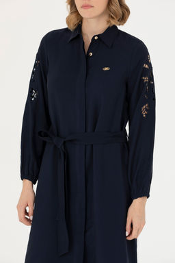 Женское темно-синее тканое платье - U.s. polo assn фото 13