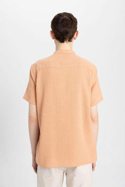 Хлопковая рубашка обычного кроя с воротником-стойкой и короткими рукавами - Defacto фото 10