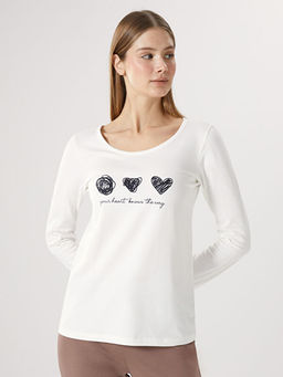 Bisiklet Yaka Bask?l? Kad?n Pijama Tak?m?