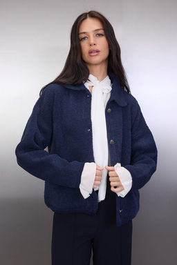 Lacivert Genis Kal?p Polo Yaka Buklet Triko H?rka TWOAW24HI00177