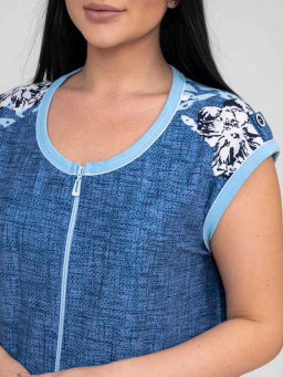 Халат женский, цвет синий белый