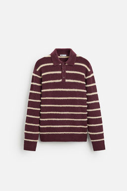 TEXTURED STRIPED KNIT POLO SWEATER - Zara фото 14