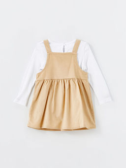 Kare Yaka K?z Bebek Salopet ve Ti??rt 2li Tak?m - Waikiki фото 3